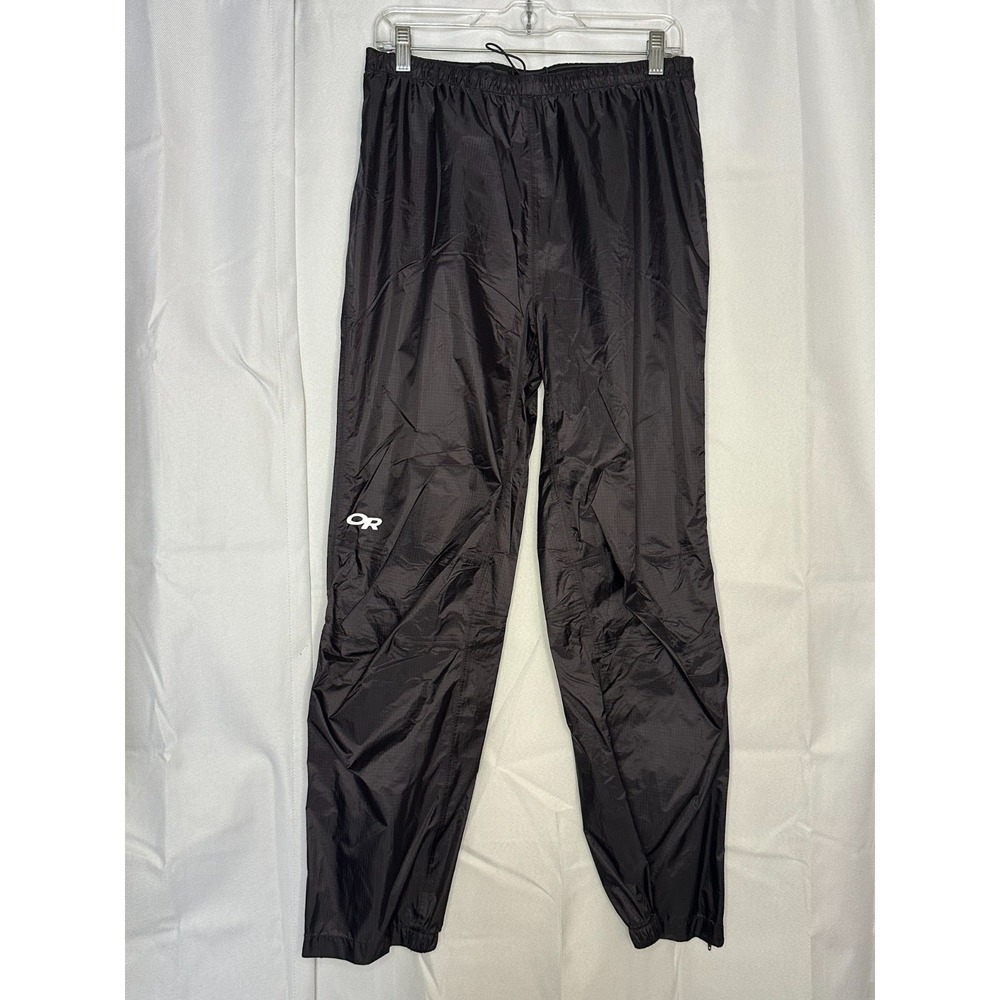 Outdoor Research Helium Rain Pant Mens M Black Pertex Shield Ankle Zip FLAW